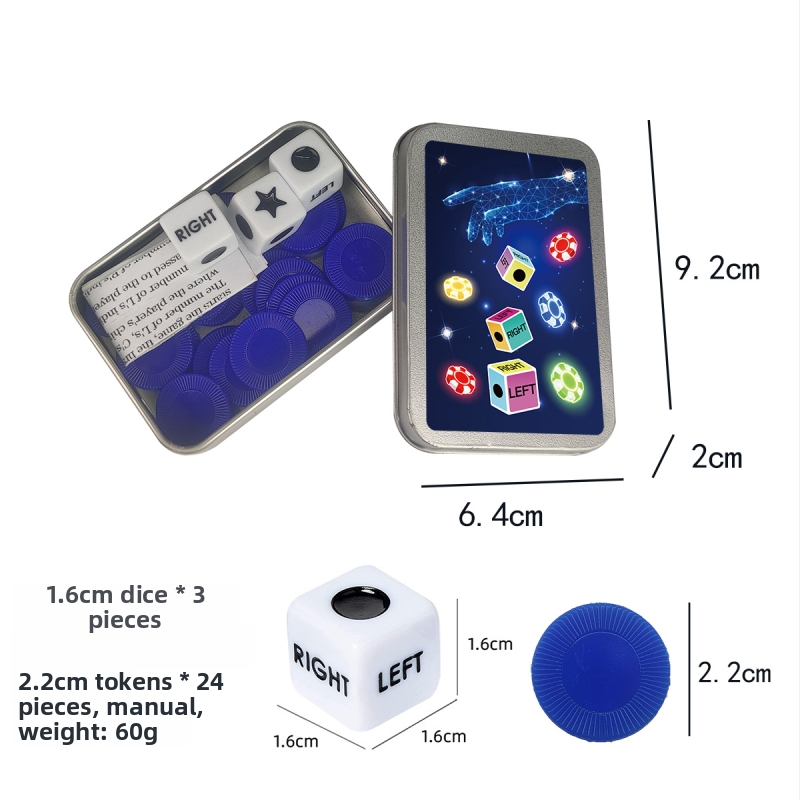 Left Center Right LRC Dice Set – acrilic, colțuri rotunjite, cutie personalizabilă, pentru jocuri de cărți și jocuri de societate