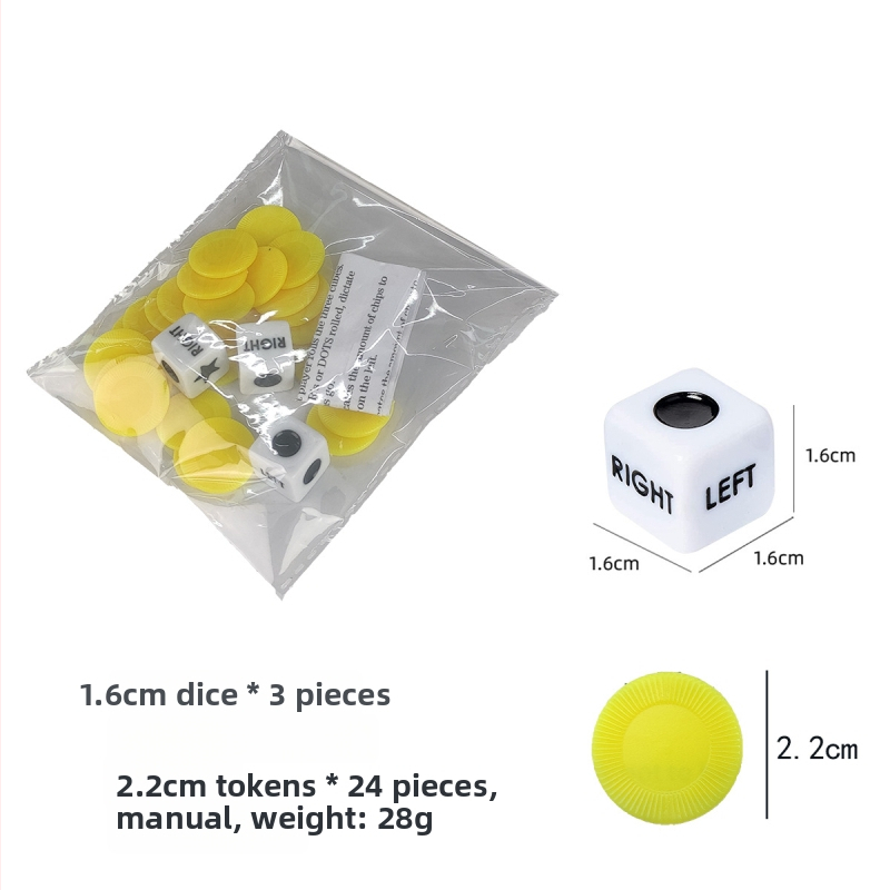 Left Center Right LRC Dice Set – acrilic, colțuri rotunjite, cutie personalizabilă, pentru jocuri de cărți și jocuri de societate