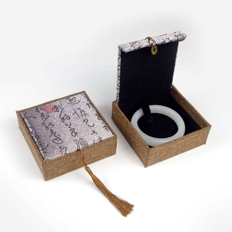 Kutija za nakit s motívom bakrene novčića na lanenom uzorku, papir/karton konstrukcija, karton pakiranje