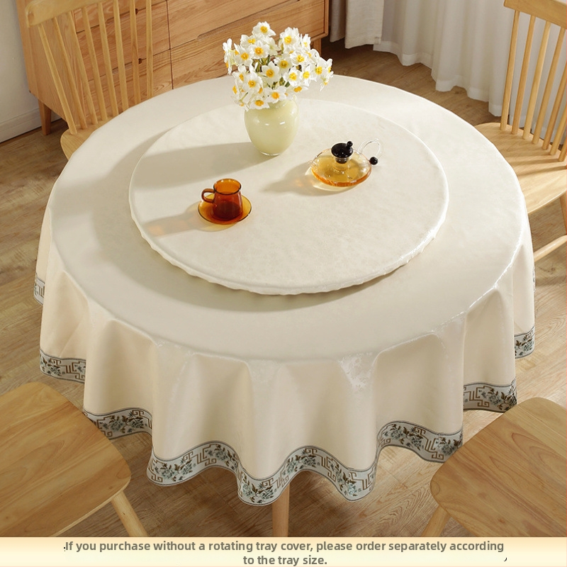 Kružna PU stolna navlaka, vodootporna i otporna na masnoću, bez potrebe pranja, s cvjetnim uzorkom, minimalističkog stila, za dom, hotel ili restoran