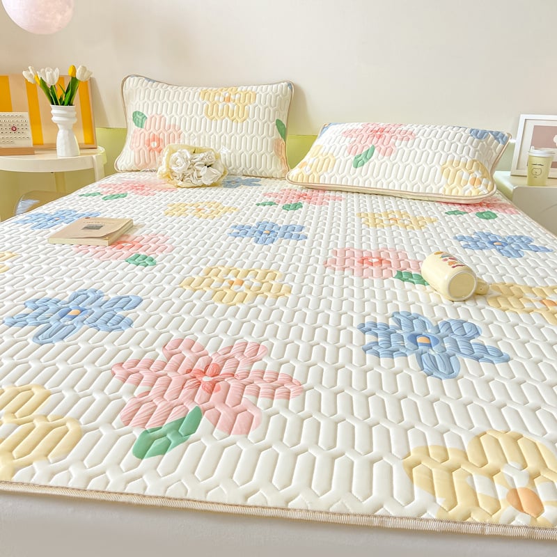 Latekso miego kilimėlis su silkscreen gėlių raštu; natūralus lateksas, latekso sudėtis 80-90%, šiuolaikinis minimalistinis stilius