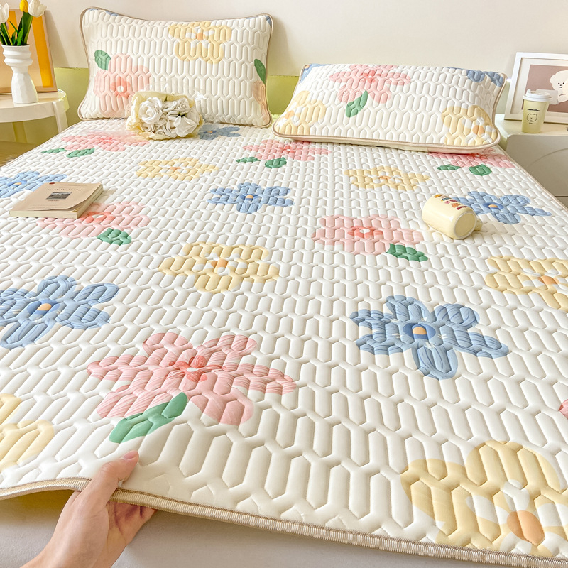 Latekso miego kilimėlis su silkscreen gėlių raštu; natūralus lateksas, latekso sudėtis 80-90%, šiuolaikinis minimalistinis stilius