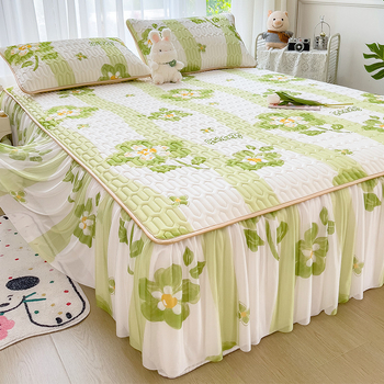 Trys dalių patalynės komplektas iš dirbtinio latekso, pastoralinio stiliaus, ice silk paklodės vasarai, skalbti mašinoje