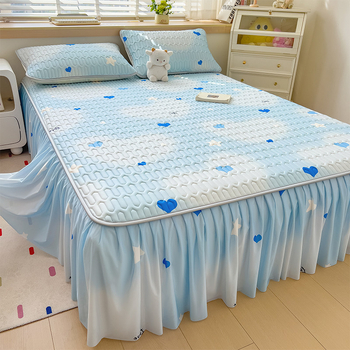 Trys dalių patalynės komplektas iš dirbtinio latekso, pastoralinio stiliaus, ice silk paklodės vasarai, skalbti mašinoje