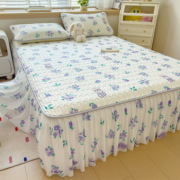 Trys dalių patalynės komplektas iš dirbtinio latekso, pastoralinio stiliaus, ice silk paklodės vasarai, skalbti mašinoje