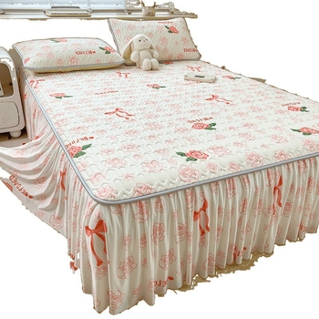 Trys dalių patalynės komplektas iš dirbtinio latekso, pastoralinio stiliaus, ice silk paklodės vasarai, skalbti mašinoje