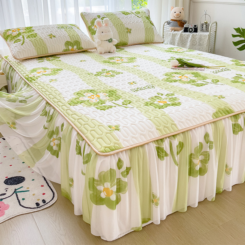 Trys dalių patalynės komplektas iš dirbtinio latekso, pastoralinio stiliaus, ice silk paklodės vasarai, skalbti mašinoje