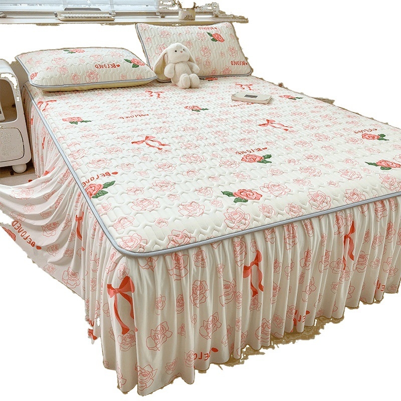 Trys dalių patalynės komplektas iš dirbtinio latekso, pastoralinio stiliaus, ice silk paklodės vasarai, skalbti mašinoje