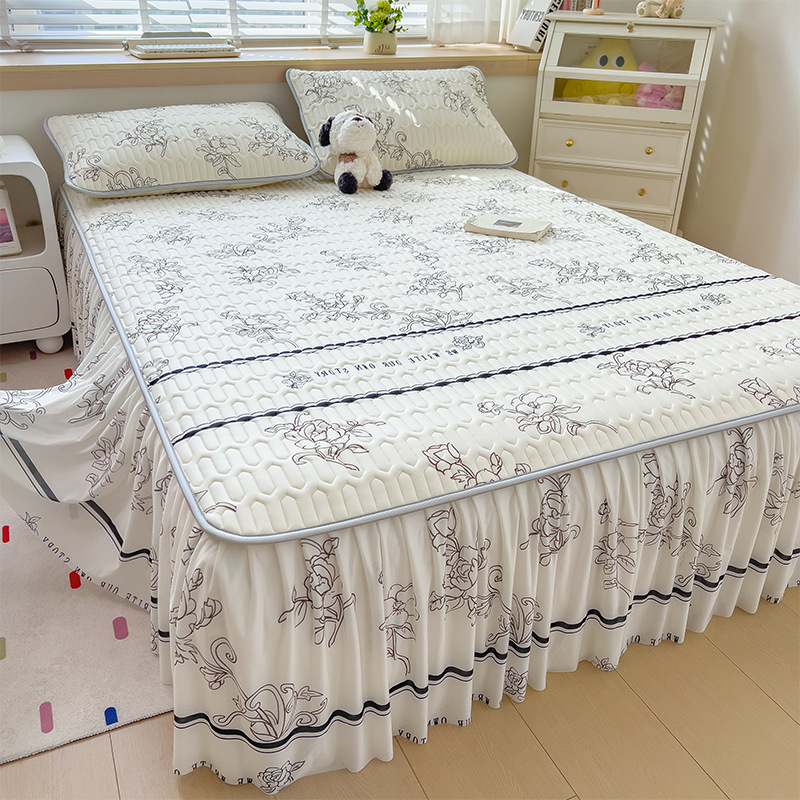 Trys dalių patalynės komplektas iš dirbtinio latekso, pastoralinio stiliaus, ice silk paklodės vasarai, skalbti mašinoje