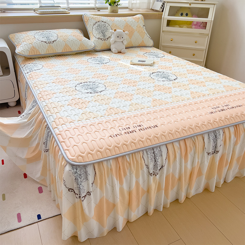 Trys dalių patalynės komplektas iš dirbtinio latekso, pastoralinio stiliaus, ice silk paklodės vasarai, skalbti mašinoje