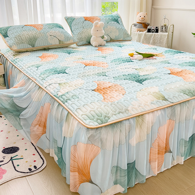 Trys dalių patalynės komplektas iš dirbtinio latekso, pastoralinio stiliaus, ice silk paklodės vasarai, skalbti mašinoje