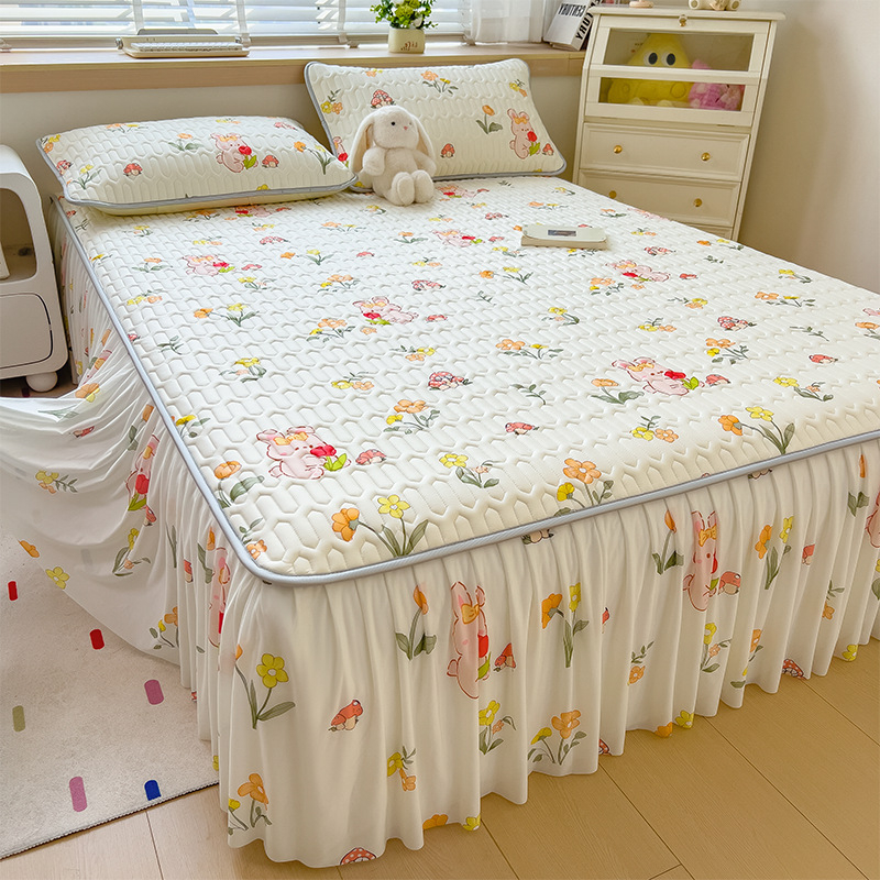 Trys dalių patalynės komplektas iš dirbtinio latekso, pastoralinio stiliaus, ice silk paklodės vasarai, skalbti mašinoje