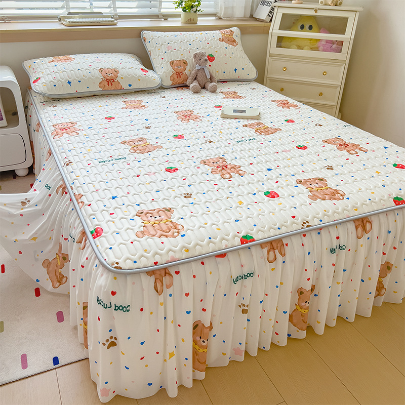 Trys dalių patalynės komplektas iš dirbtinio latekso, pastoralinio stiliaus, ice silk paklodės vasarai, skalbti mašinoje