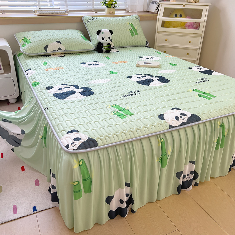 Trys dalių patalynės komplektas iš dirbtinio latekso, pastoralinio stiliaus, ice silk paklodės vasarai, skalbti mašinoje