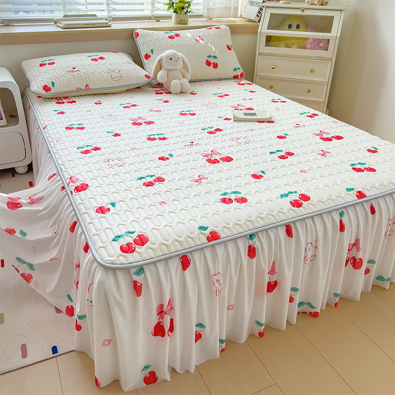 Trys dalių patalynės komplektas iš dirbtinio latekso, pastoralinio stiliaus, ice silk paklodės vasarai, skalbti mašinoje