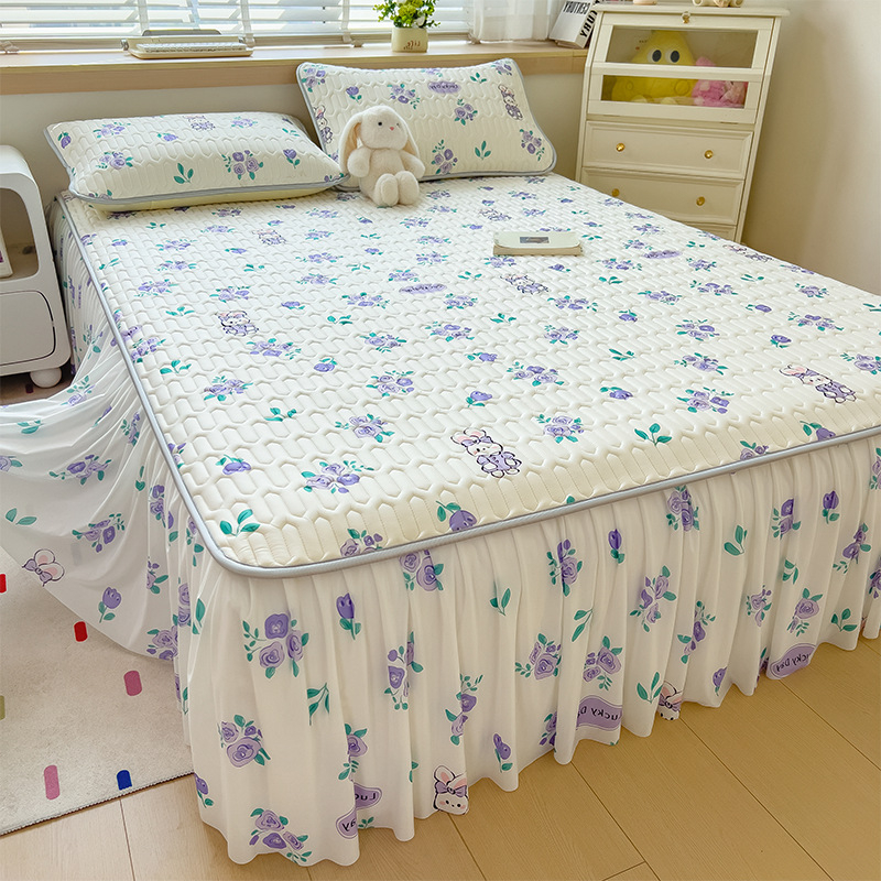 Trys dalių patalynės komplektas iš dirbtinio latekso, pastoralinio stiliaus, ice silk paklodės vasarai, skalbti mašinoje