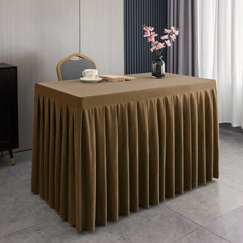 Φούστα τραπεζιού για αίθουσα συνεδριάσεων από ολλανδικό βελούδο, ορθογώνιο σχήμα, ξενοδοχειακό στυλ
