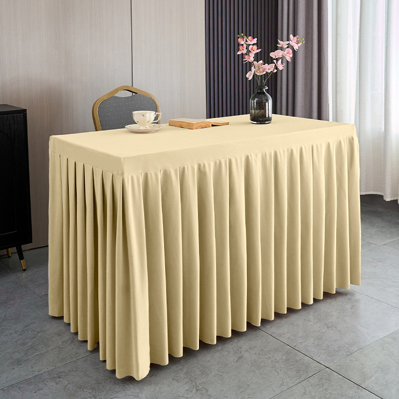 Φούστα τραπεζιού για αίθουσα συνεδριάσεων από ολλανδικό βελούδο, ορθογώνιο σχήμα, ξενοδοχειακό στυλ