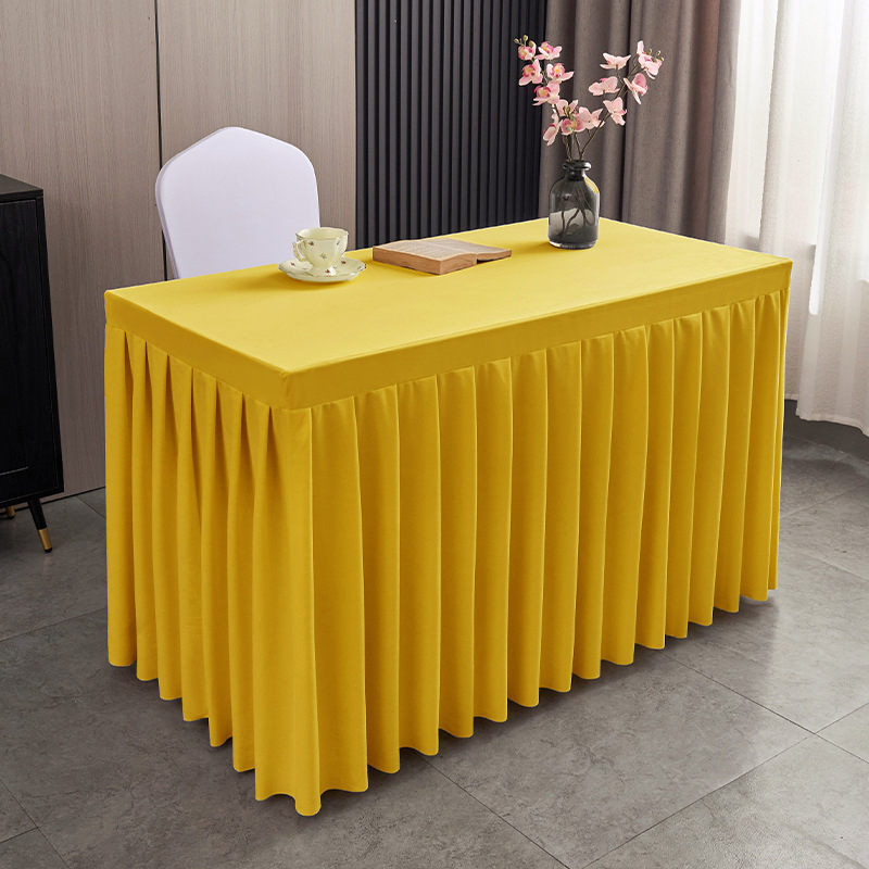 Φούστα τραπεζιού για αίθουσα συνεδριάσεων από ολλανδικό βελούδο, ορθογώνιο σχήμα, ξενοδοχειακό στυλ