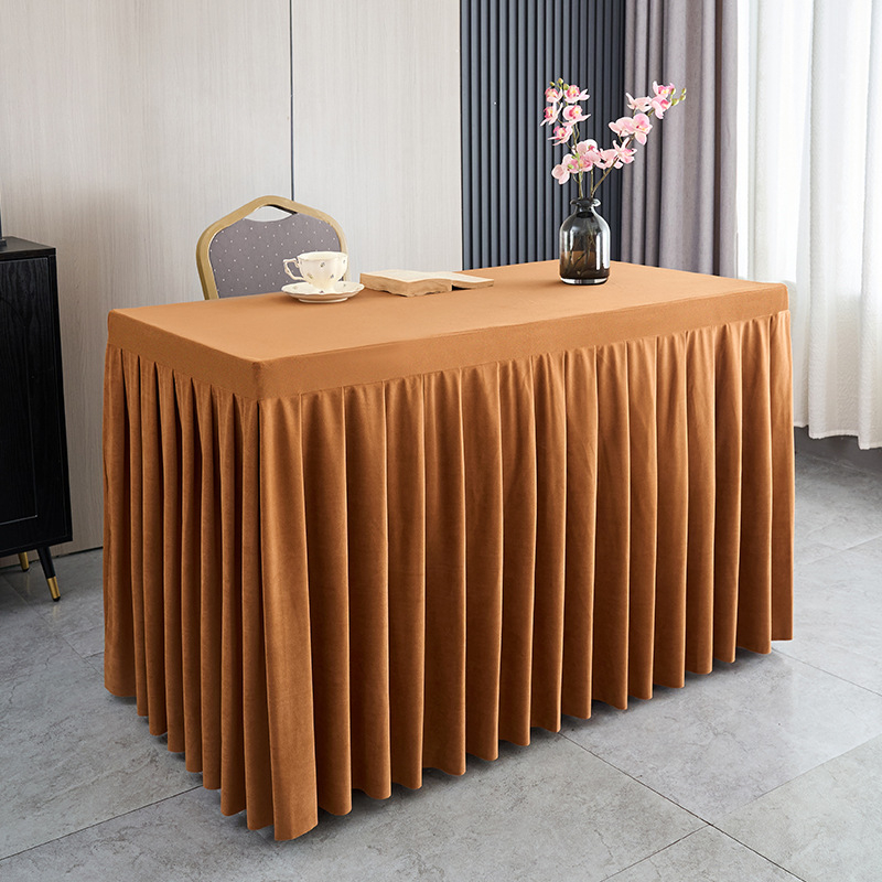 Φούστα τραπεζιού για αίθουσα συνεδριάσεων από ολλανδικό βελούδο, ορθογώνιο σχήμα, ξενοδοχειακό στυλ