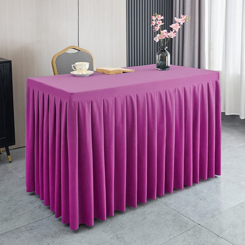 Φούστα τραπεζιού για αίθουσα συνεδριάσεων από ολλανδικό βελούδο, ορθογώνιο σχήμα, ξενοδοχειακό στυλ