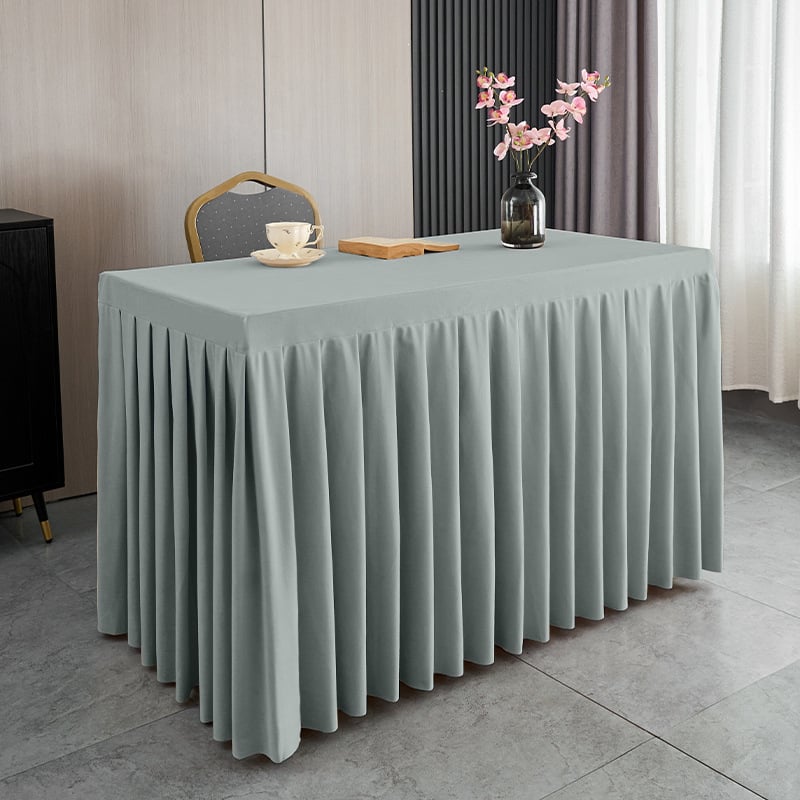 Φούστα τραπεζιού για αίθουσα συνεδριάσεων από ολλανδικό βελούδο, ορθογώνιο σχήμα, ξενοδοχειακό στυλ