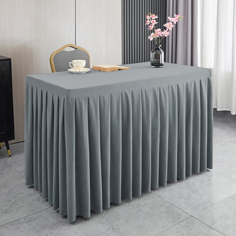 Φούστα τραπεζιού για αίθουσα συνεδριάσεων από ολλανδικό βελούδο, ορθογώνιο σχήμα, ξενοδοχειακό στυλ