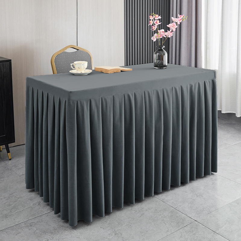 Φούστα τραπεζιού για αίθουσα συνεδριάσεων από ολλανδικό βελούδο, ορθογώνιο σχήμα, ξενοδοχειακό στυλ