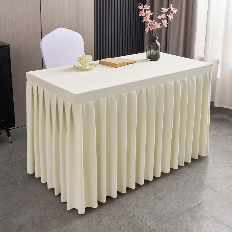 Φούστα τραπεζιού για αίθουσα συνεδριάσεων από ολλανδικό βελούδο, ορθογώνιο σχήμα, ξενοδοχειακό στυλ