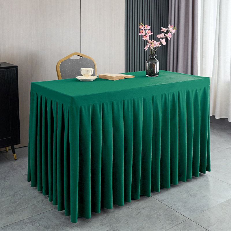 Φούστα τραπεζιού για αίθουσα συνεδριάσεων από ολλανδικό βελούδο, ορθογώνιο σχήμα, ξενοδοχειακό στυλ