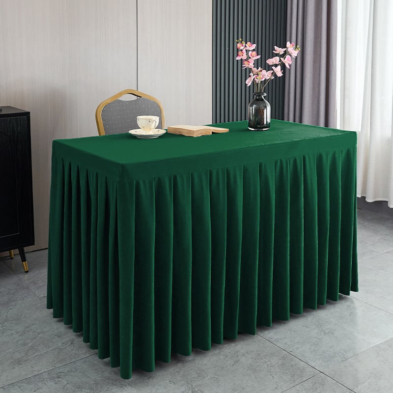 Φούστα τραπεζιού για αίθουσα συνεδριάσεων από ολλανδικό βελούδο, ορθογώνιο σχήμα, ξενοδοχειακό στυλ