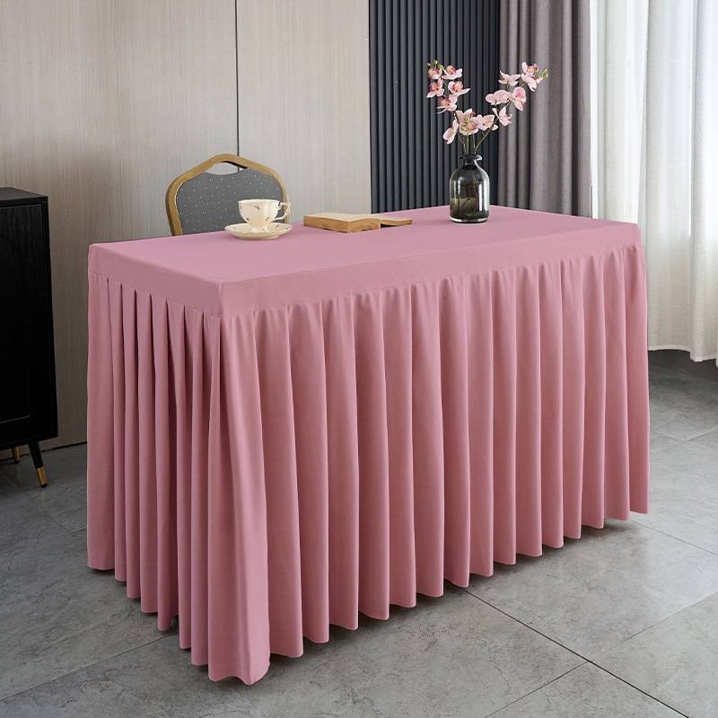 Φούστα τραπεζιού για αίθουσα συνεδριάσεων από ολλανδικό βελούδο, ορθογώνιο σχήμα, ξενοδοχειακό στυλ