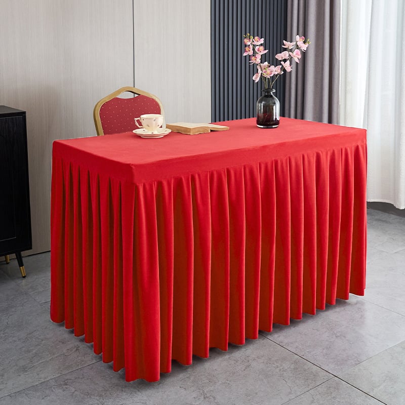 Φούστα τραπεζιού για αίθουσα συνεδριάσεων από ολλανδικό βελούδο, ορθογώνιο σχήμα, ξενοδοχειακό στυλ