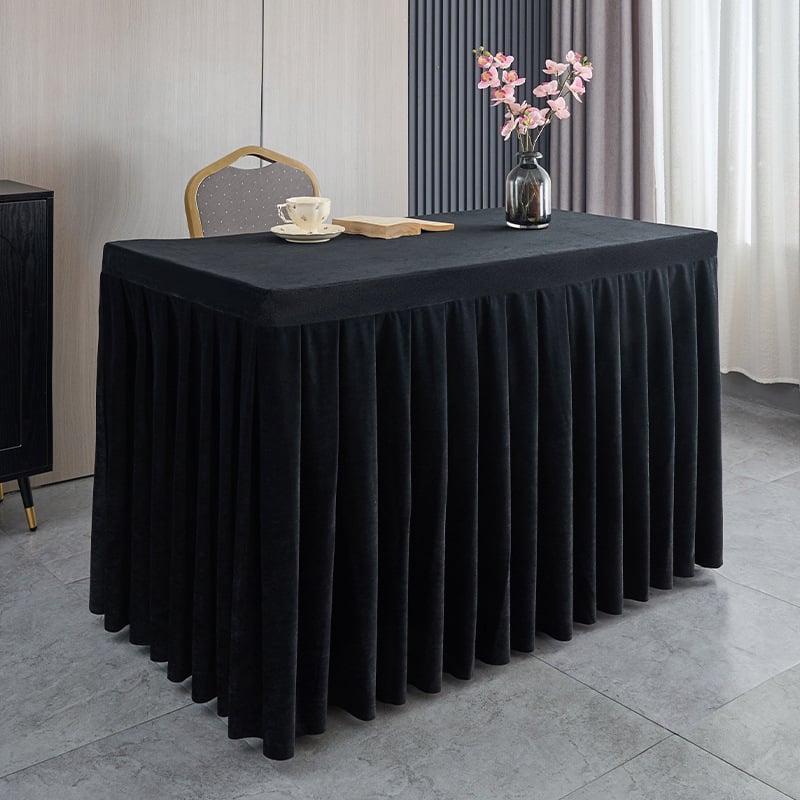 Φούστα τραπεζιού για αίθουσα συνεδριάσεων από ολλανδικό βελούδο, ορθογώνιο σχήμα, ξενοδοχειακό στυλ