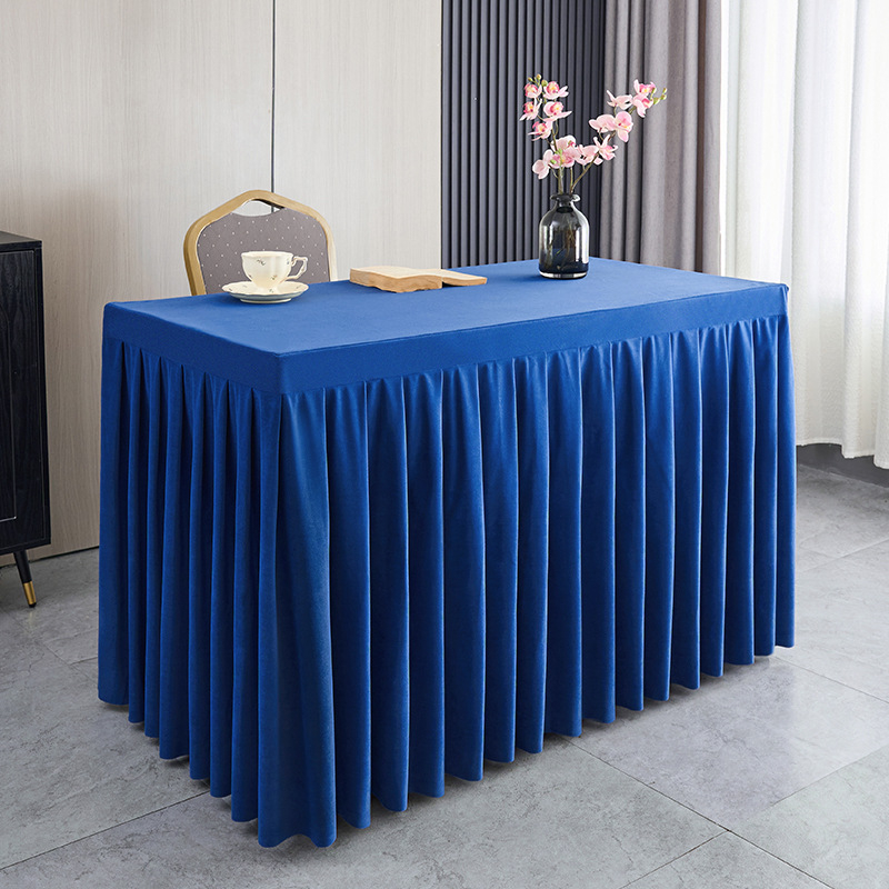 Φούστα τραπεζιού για αίθουσα συνεδριάσεων από ολλανδικό βελούδο, ορθογώνιο σχήμα, ξενοδοχειακό στυλ