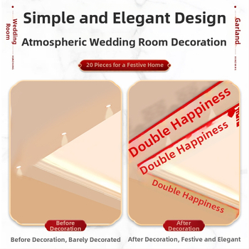 Vestuvinis kambario dekoracijų rinkinys su Xi simbolio girlianda ir lubų užuolaidomis (nepluoštas audinys, juosta)