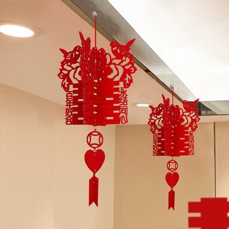 Vestuvinis kambario dekoracijų rinkinys su Xi simbolio girlianda ir lubų užuolaidomis (nepluoštas audinys, juosta)