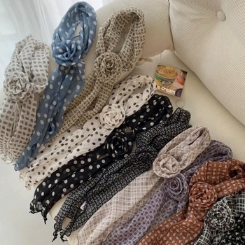 Set dodataka za kosu: odvojiva ukosnica s cvijetom ruže, šifon marama i traka za kosu; ljeto, obična pletena tkanina (plain weave), Jacquard, poliester