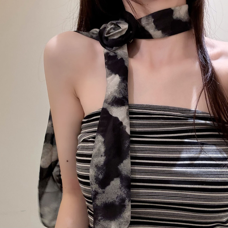 Set dodataka za kosu: odvojiva ukosnica s cvijetom ruže, šifon marama i traka za kosu; ljeto, obična pletena tkanina (plain weave), Jacquard, poliester