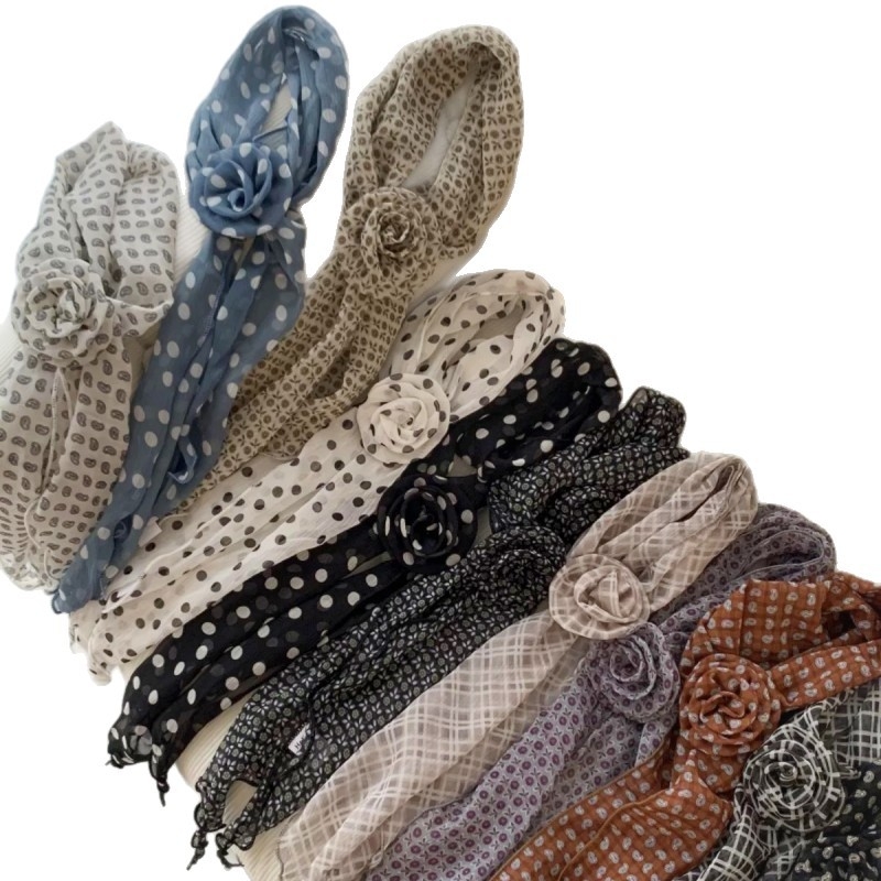 Set dodataka za kosu: odvojiva ukosnica s cvijetom ruže, šifon marama i traka za kosu; ljeto, obična pletena tkanina (plain weave), Jacquard, poliester