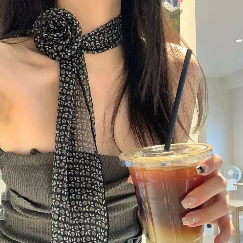 Set dodataka za kosu: odvojiva ukosnica s cvijetom ruže, šifon marama i traka za kosu; ljeto, obična pletena tkanina (plain weave), Jacquard, poliester