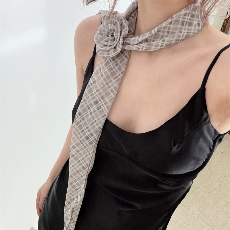 Set dodataka za kosu: odvojiva ukosnica s cvijetom ruže, šifon marama i traka za kosu; ljeto, obična pletena tkanina (plain weave), Jacquard, poliester