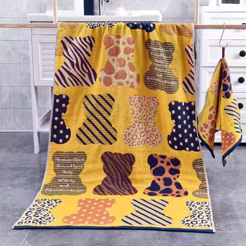 Pamuk gazasta ručnik za kupanje, četiri sloja, Jacquard, 100% pamuk, 32S pređa, težina 300–400 g