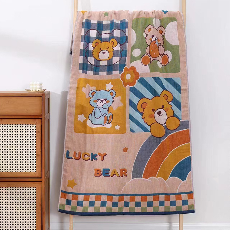 Pamuk gazasta ručnik za kupanje, četiri sloja, Jacquard, 100% pamuk, 32S pređa, težina 300–400 g
