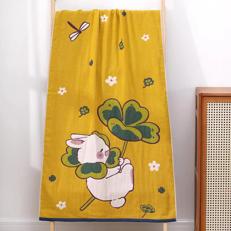 Pamuk gazasta ručnik za kupanje, četiri sloja, Jacquard, 100% pamuk, 32S pređa, težina 300–400 g