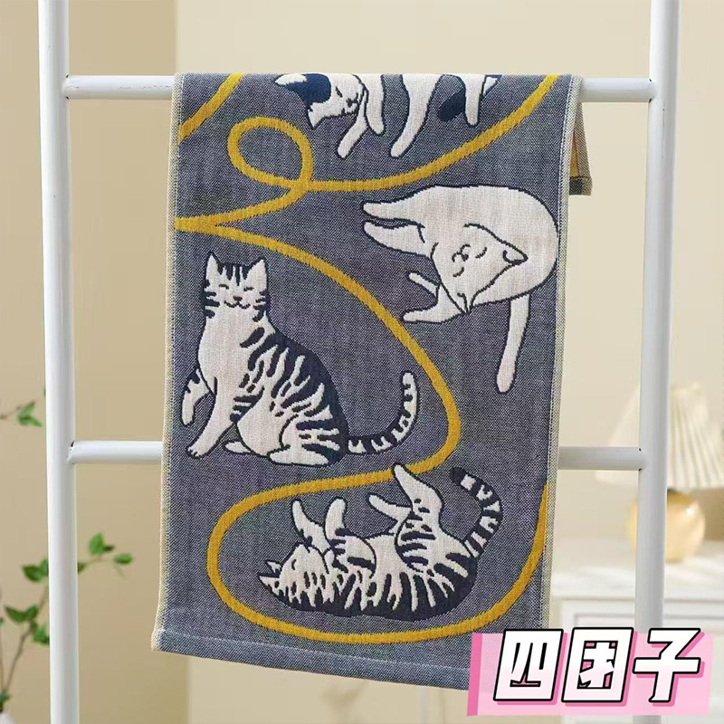 Pamuk gazasta ručnik za kupanje, četiri sloja, Jacquard, 100% pamuk, 32S pređa, težina 300–400 g