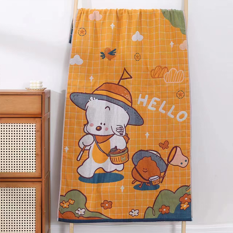 Pamuk gazasta ručnik za kupanje, četiri sloja, Jacquard, 100% pamuk, 32S pređa, težina 300–400 g