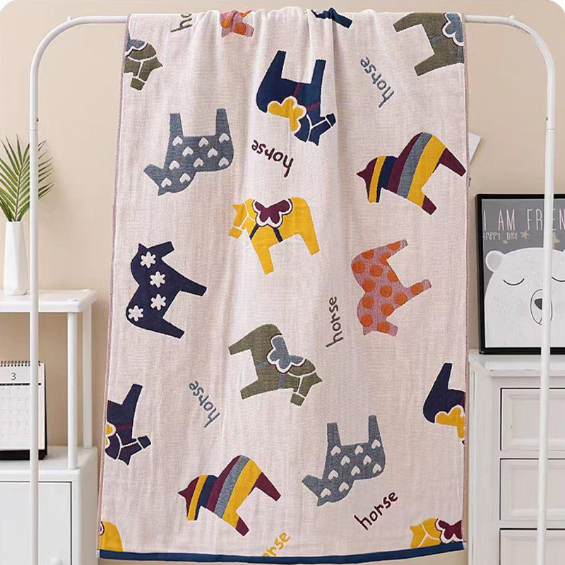 Pamuk gazasta ručnik za kupanje, četiri sloja, Jacquard, 100% pamuk, 32S pređa, težina 300–400 g