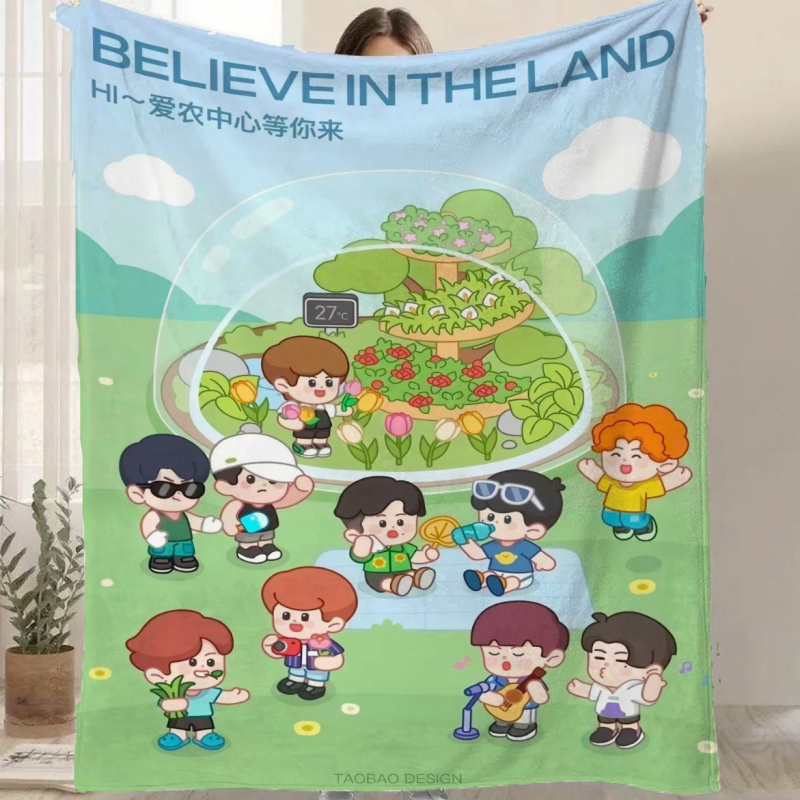 Фланелено одеяло с карикатурен принт, полиестер, 300–500 г, за всички сезони, персонализируемо