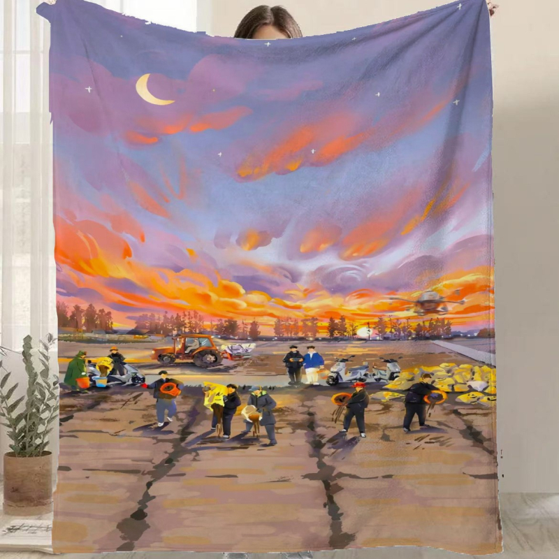 Фланелено одеяло с карикатурен принт, полиестер, 300–500 г, за всички сезони, персонализируемо